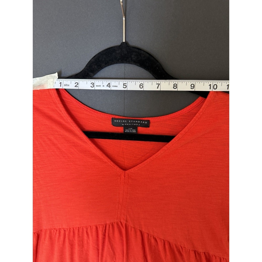 Social Standard by Sanctuary Large Coral Tiered Dress V Neck Casual Sleeveless - Picture 6 of 11